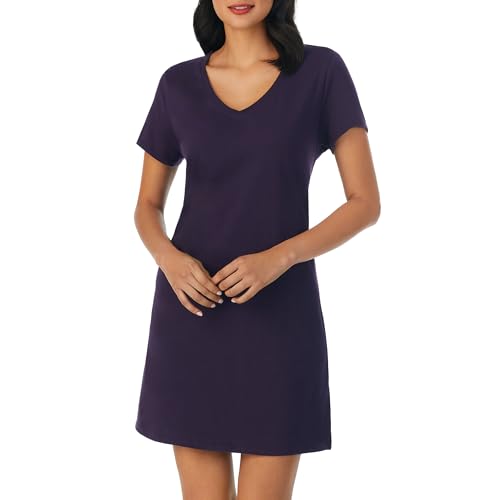 Image of Nautica Womens Sleep Shirt Dress - Cotton Knit Jersey V-Neck Pajama Top - Lightweight & Breathable Sleepwear Loungewear