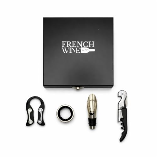 French Wine & Co - Sacacorchos de lujo | Estuche de regalo elegante | Acero inoxidable y madera noble | Accesorio vino de alta gama para amantes del vino & Sommelier