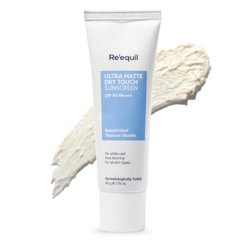 RE' EQUIL Ultra Matte Dry Touch Sunscreen | SPF 50 PA++++ | Water...