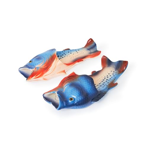 Coddies Fish Flip Flops - The Original Fish Slippers - Funny Fishing Gift Unisex Sandals Bass Slides Pool Beach & Shower Shoes (Blue Pearl Danio | 9-10 Men | 10-11 Women |EU 42-43)
