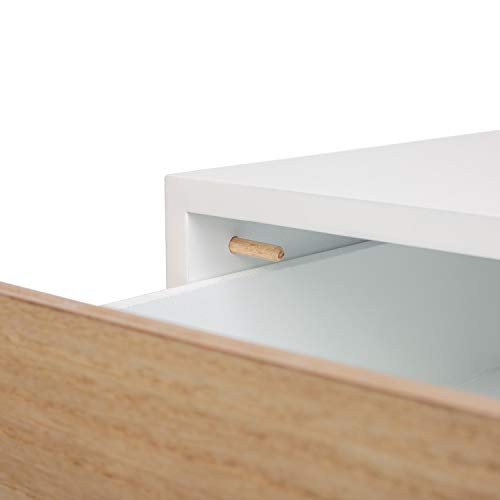 ORISTUS Natural Color Nightstands Side Tables Sofa End Table with 2 Storage Drawers Wood Legs Small Bedside Table for Bedroom Furniture Snack Night Table