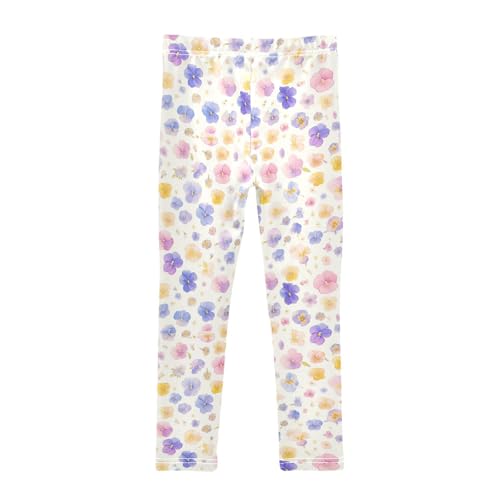 KLL The Garden Tricolor Pansy Flower Toddler Girl Basic Leggings Stretch High Waisted Yoga Pants Exercise2
