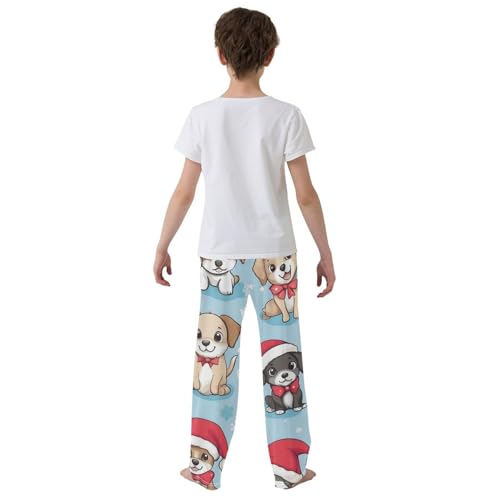 ZZXXB Xmas Puppy Dogs Boys Long Pants Soft Trousers Elastic Waist Kids Lounge Bottoms with Pockets S-XL3