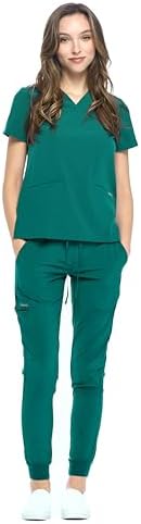 Dagacci Medical Uniform® Women's V-Neck Jogger Scrubs