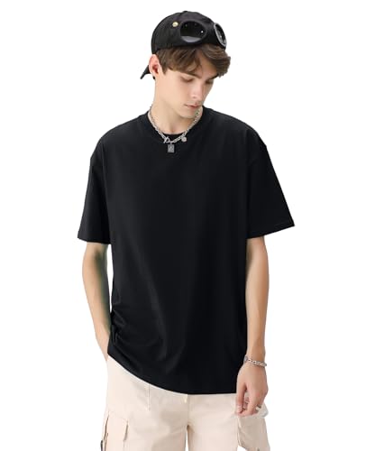 Men's Cotton T-Shirts Oversized Unisex Short Sleeve Crew Neck Loose Basic Tops Solid Athletic Tee2