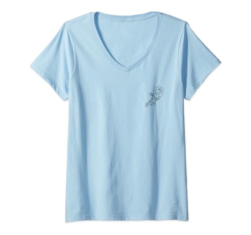 T-shirt Col V Disney Princess Rose Stamp Flower Catalog Femme Motif Floral