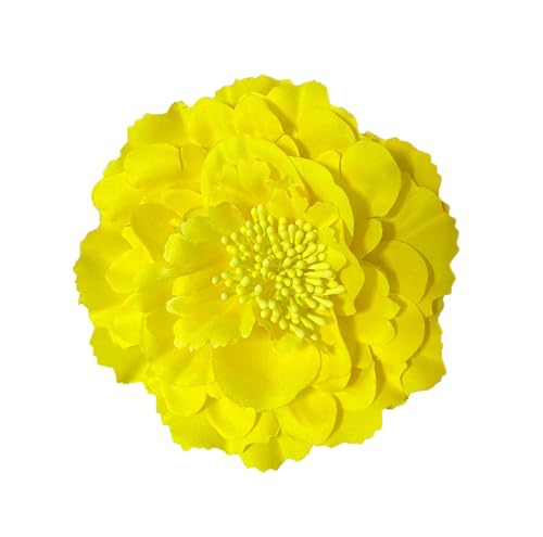 Koolgil Women's Bohemia Peony Flowers Hairpin Hair Clip Flower Brooch for Travel Party Festivals PF-11 (Yellow) (Pack of 1)