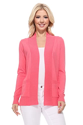 Image of YEMAK Women's Long Sleeve Open Front Knit Sweater Cardigan Shrug with Pocket (S-XL)