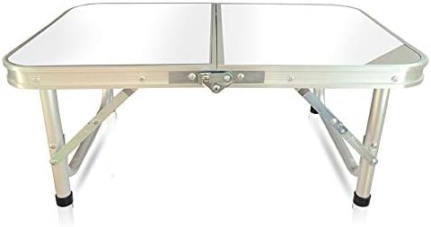 Folding Table, Outdoor Table Adjustable Height Camping Portable Folding Table Square, Picnic Table Camping Lightweight with Extended Legs, White
