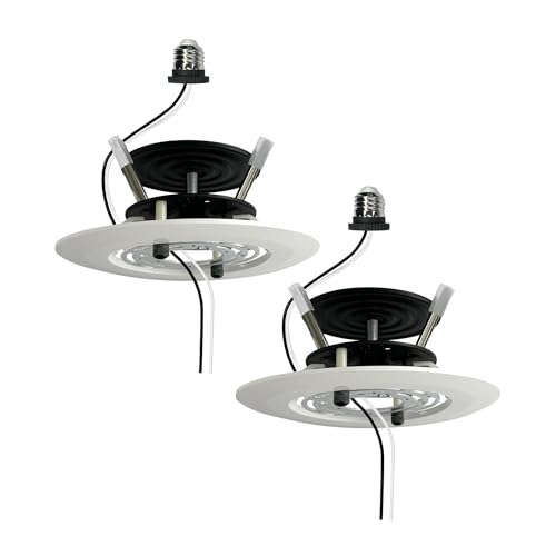 Image of Soliseed 5 /6 inch Recessed Can Light Conversion Kit to Pendant, White 2 Pack | Instant Recessed Converter for Pendant Lighting, No Tools Needed, Fan compatible, E26 Socket for Kitchen, Island & Bedroom