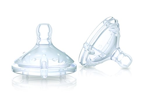Nuby - Tétine de biberon SoftFlex - Lot de 2 tétines de remplacement - Débit moyen - 3+ mois