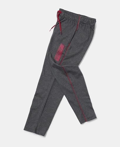 Image of Jockey AB13 Boys Super Combed Cotton Rich Graphic Printed Trackpants with Contrast Side Piping