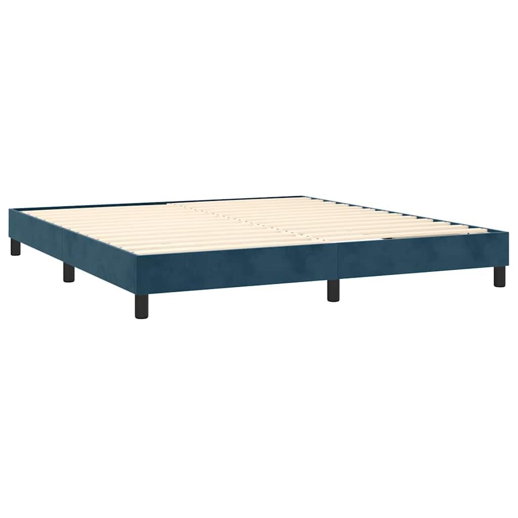 Cama con somier con funda de terciopelo de 160 x 200 cm y cabecero regulable en altura, incluye colchón de muelles ensacados para apoyo de dureza media