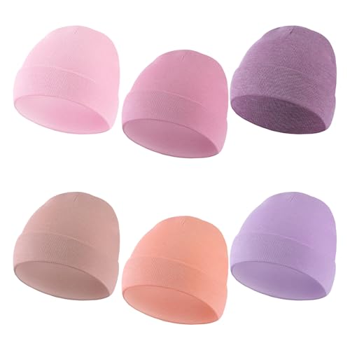 Image of Newcotte 6 Pcs Preemie Baby Hats Cotton Preemie Caps Warm Newborn Beanie Premature Hat for Nicu Premature Baby Boy Girl