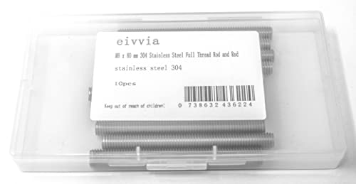 Varilla de rosca completa M8 contra la corrosión: acero inoxidable 304 resistente de 80 mm 4