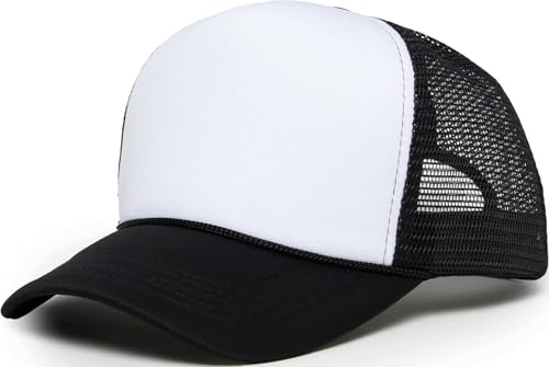 Image of Funky Junque Blank Mesh Foam Lightweight Snapback Trucker Hat | Lightweight Foam Trucker Hat with Breathable Mesh Back, Golf Beach and Street Style, Trendy Trucker Hats for Men