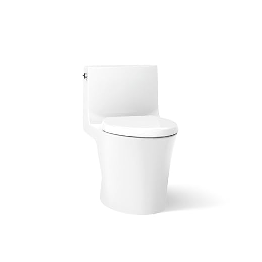 KOHLER Veil One-Piece Skirted Toilet, Dual Flush, Elongated Bowl, Skirted Trapway, White, Slow Close Seat, Seat Included, K-1381-0