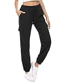 Bresdk Pantalones Chandal Mujer Algodón Largas Pantalón Deporte Elástica con Bolsillos Talla Grande para Jogger Gimnasio Casual