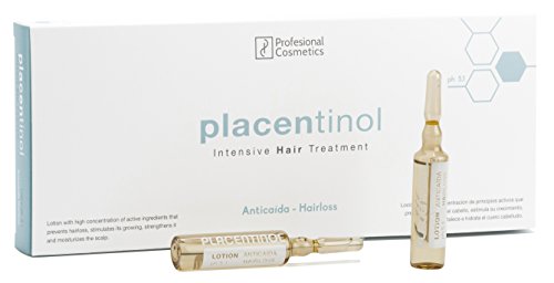 Profesional Cosmetics Placentinol loción prevención caída. Tratamiento crecepelos - 12 ampollas de 10 ml - 120 ml.
