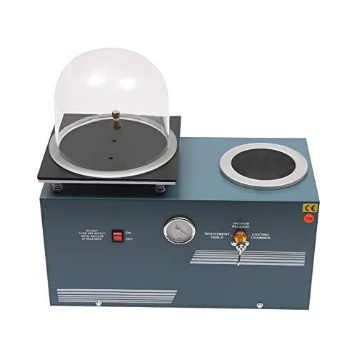 TFCFL Jewelry Lost Wax Cast Vacuum Investment Casting Machine, 2L Tabletop Vacuum Machine 5CFM 375w for Jewelry Casting and Investing