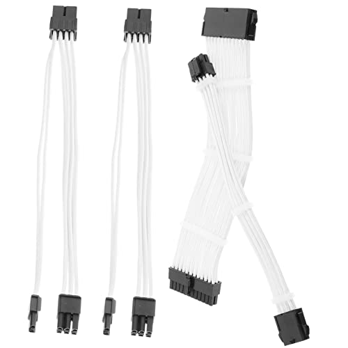 Kit de Cables de Alimentación Blancos de 20 Cm con 4 Organizadores ATX y GPU