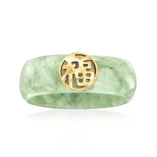 Ross-Simons Jade Good Fortune Ring With 18kt Gold Over Sterling. Size 8