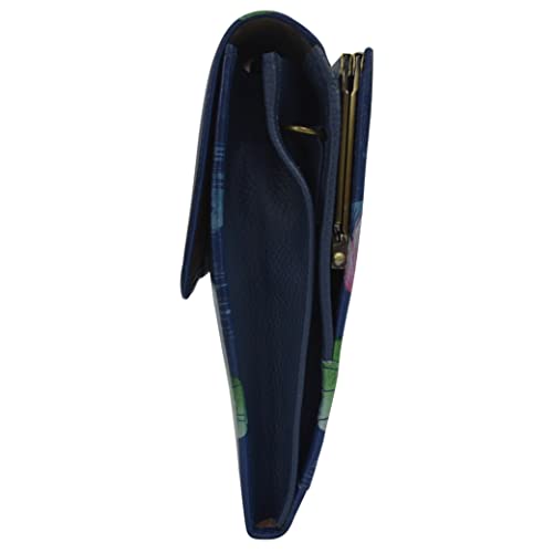 Anna by Anuschka Women’s Hand-Painted Genuine Leather Flap Organizer - Koi Fish Blue4