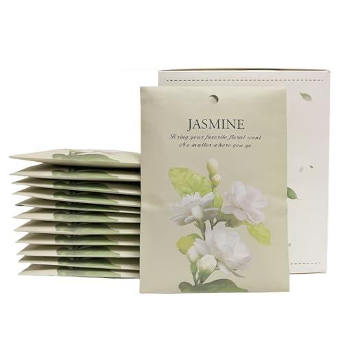 DMDGYNL Jasmine Scented Sachet Bags - 12 Pack Home & Car Freshener, Odor Eliminator for Closets, Rooms, Drawers, Wardrobes, Toilets, Long - Lasting 360 - Day Fragrance