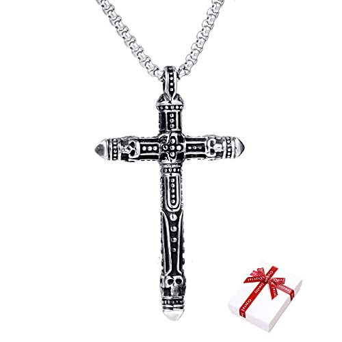 Liitata Liitata-534 Collier avec pendentif en forme de croix viking en acier inoxydable pour homme Argenté antique Cover