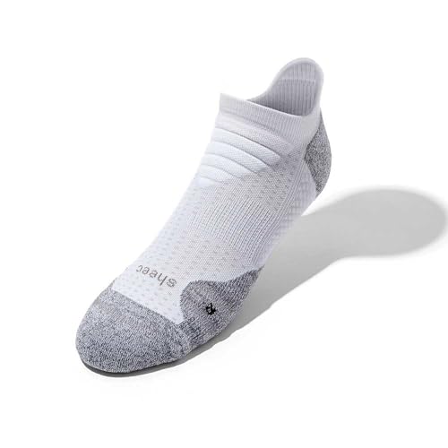 SHEEC Men's Cushioned Athletic Socks – Arch Support, Anti-Blister & Moisture-Wicking – Ankle Socks for Running, Hiking, Workouts & All-Day Comfort – Breathable & Durable - White XLarge - 1 Pair