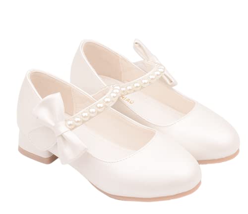 Girls Dress Shoes Mary Jane Flower Girl Low Heels Princess Shoes for Wedding Party 55192