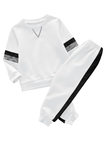 Valphsio Boy's Color Block Tracksuits Casual Sweatshirt Sports Pants Outfit Sets