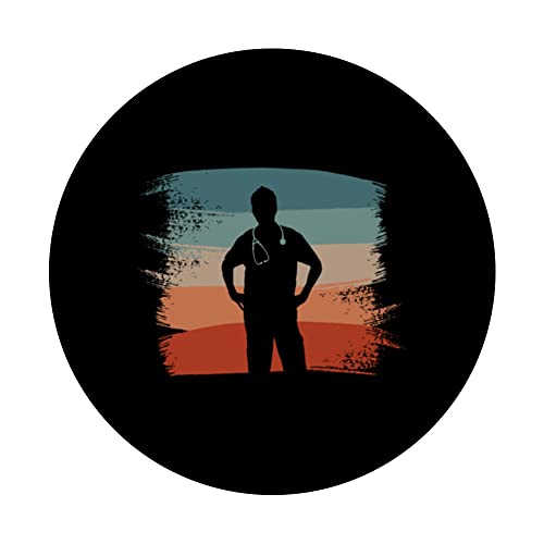 Retro Vintage Classic Doctor Medical PopSockets Swappable PopGrip, Black - Image 3