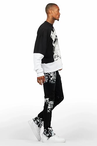 Men's Kodak Black/White Painter Stacked Flare Jean3