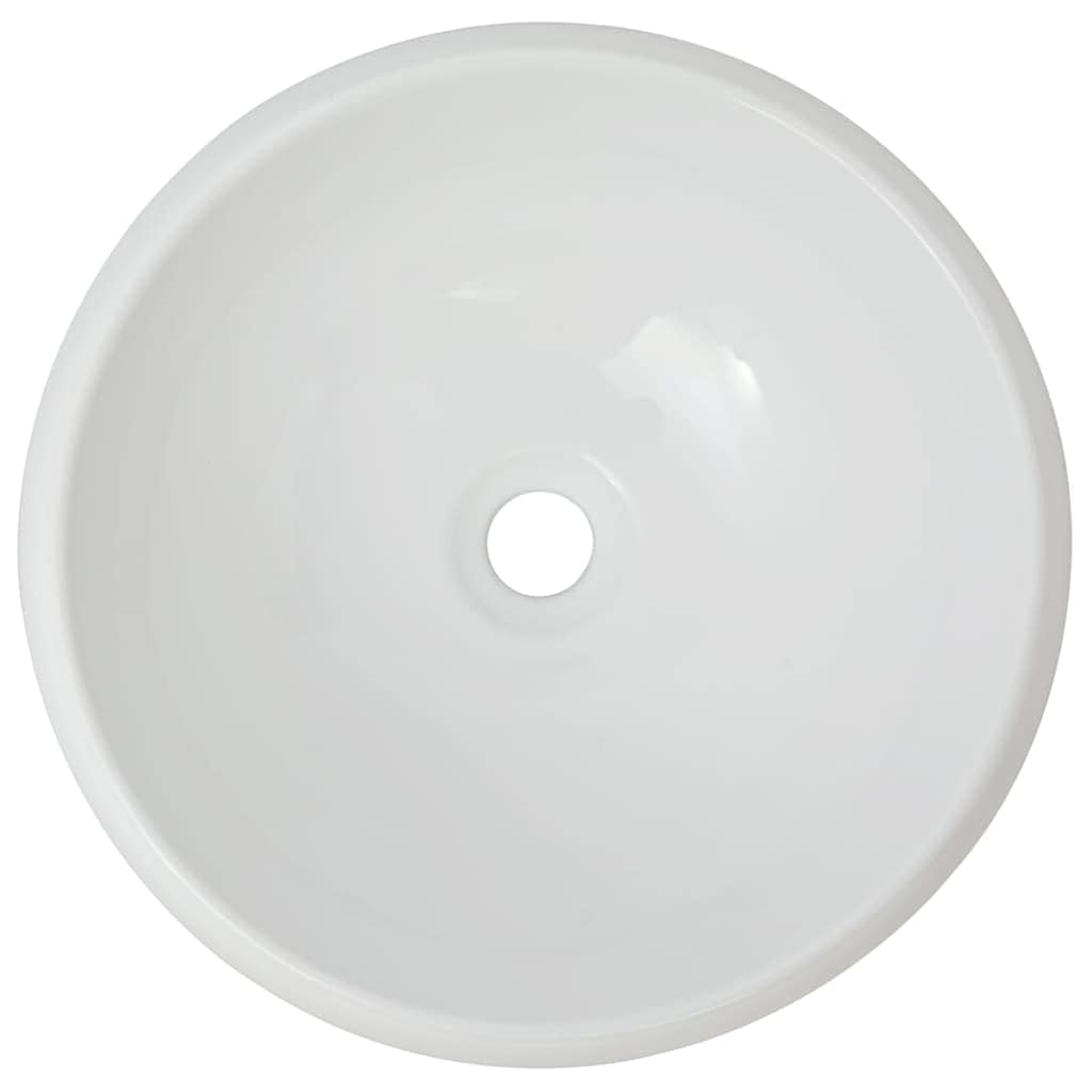 Dębowy brązowy ceramiczny zestaw mebli łazienkowych z okrągłą umywalką i regałem ściennym, 2-częściowy zestaw mebli łazienkowych ceramika dąb brązowy z półką ścienną do łazienki