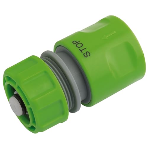 Draper 1/2" Garden Hose Connector | Water Stop Feature | Multifunction Universal Gardening Accessory | Quick Fitting | Watering Connection | 25902, Green