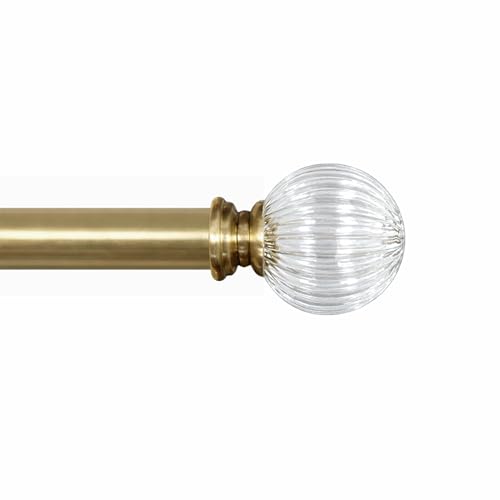 Image of Deco Window Adjustable Curtain Rod for Windows 44 to 120 Inch (Pack of 1) Extendable Heavy Duty 1 Inch Glass ball with Finials Wall Mounted Curtain Rods (Warm Gold)