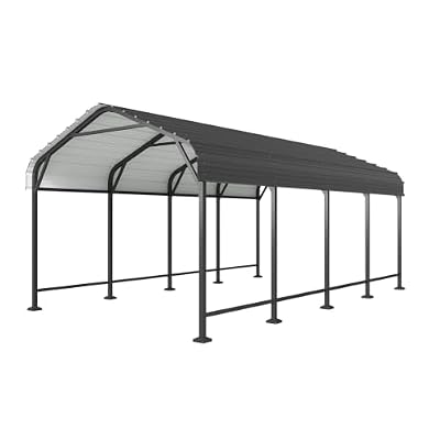 Nordivale 12x20 FT Metal Steel Carport, Heavy Duty Outdoor Car Canopy Shelter for Auto Vehicles, Reinforced Frame and Strong Base for Pickup Trucks, Cars, SUVs, Tractors, Boats.