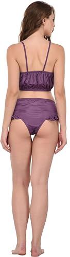 Image of Solid Satin 5 Piece Nightwear /Nighty Set | Attractive & Stylish | (1 Robe,1 Top & Shorts, 1 Bra and Panty Set) for Women