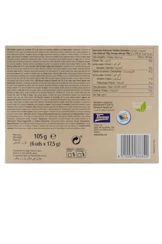 Tirma Snack BeZero – Keks überzogen mit 70%-Zartbitterschokolade Ohne Zuckerzusatz Geeignet für Diabetiker & Vegetarier Gesunder Snack
