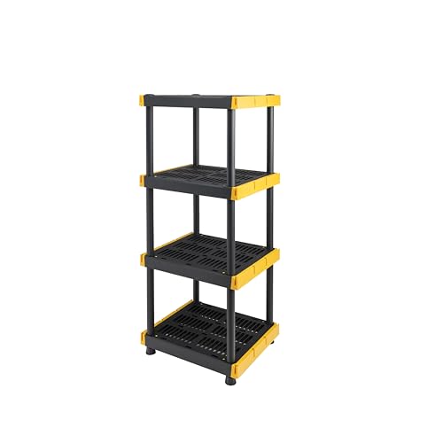 BLACK & YELLOW 4-Tier Heavy Duty Plastic Storage Shelving Unit, 100lbs/shelf (55