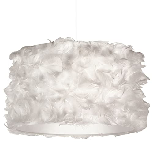 youngDECO® Lampe 2xE27, natürliche Federn, Ø40cm großer Lampenschirm, komplette Deckenlampe für Kinderzimmer, Wohnzimmer, Schlafzimmer, Bad und Büro, 100% hergestellt in der EU Cover