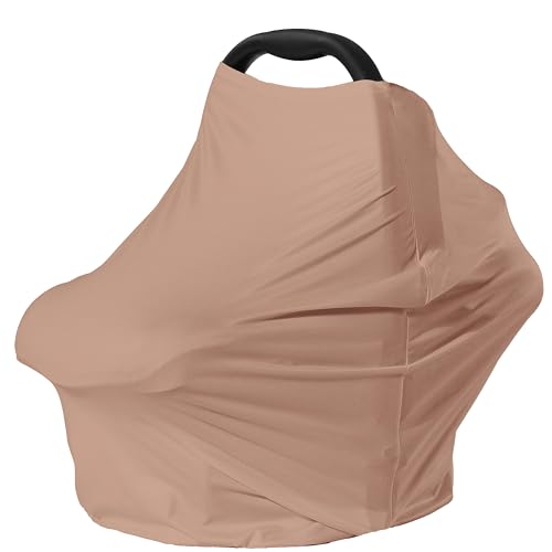 Image of Car Seat Cover Baby for Nursing, Baby Breastfeeding Cover Carseat Canopy Covers, Solid Color Multi-use Nursing Cover for Babies (Wheat)