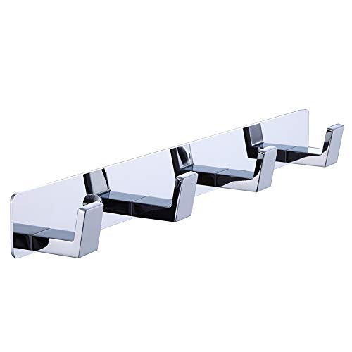 BOOKARROW 4 Bathroom Towel Hooks Chrome Wall Mount Screw Fixed Door or Robe Hook Coat Hanger Rack in Bedroom or Kitchen 410