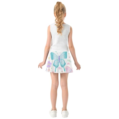Pastel Butterflies Flowers Girls' Shorts Athletic Skorts Tennis Skirts Toddler Pleated Butterfly 3t4