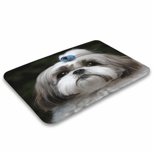 Alfombra de baño Shih Tzu antideslizante lavable en terciopelo coral para suelo 50x80cm 5