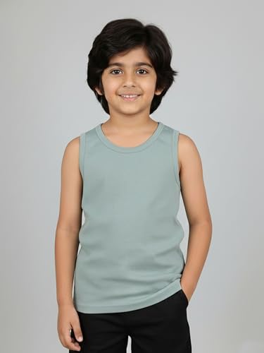 Image of KiddoPanti Boys 100% Cotton Vest Pack of 3 | Cotton 1x1 Rib Knit Sleeveless Innerwear | Soft & Breathable Kids Vest