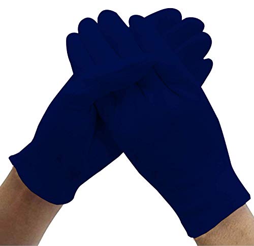 Cotson Cotton Hand Gloves for Men and Women for Sun Protection and Bike Riders Pack of 1 Pair (Navy, Free size)
