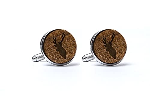 Pet-Jos Gemelos de madera para hombre, diseño de ciervo, talla única, Madera Cover