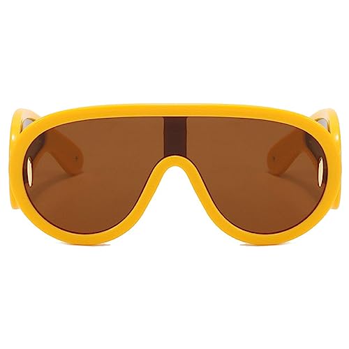Fashion One Piece Shield Y2K Sunglasses For Women Vintage Oversized Flat Mirror Sun Glasses Female Sexy Pilot Shades
